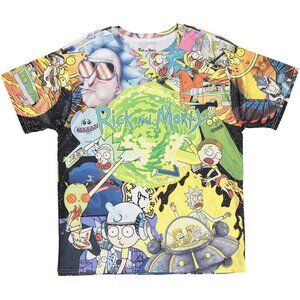 [M] RICK AND MORTY All Over Print Graphic T-Shirt Portal Spaceship Shirt